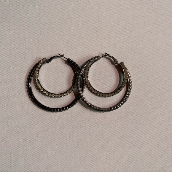 Express Rhinestone Hoops Earrings - Picture 2 of 8